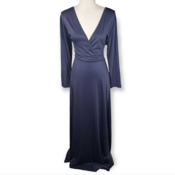 SHEIN NAVY V-NECK LONG SLEEVE MAXI DRESS SZ.5XL EUC. - Picture 2 of 11